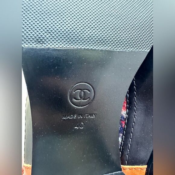 CHANEL 2017 Lambskin & Tweed Pattern Ankle Black Boots Size 40 - Picture 10 of 14
